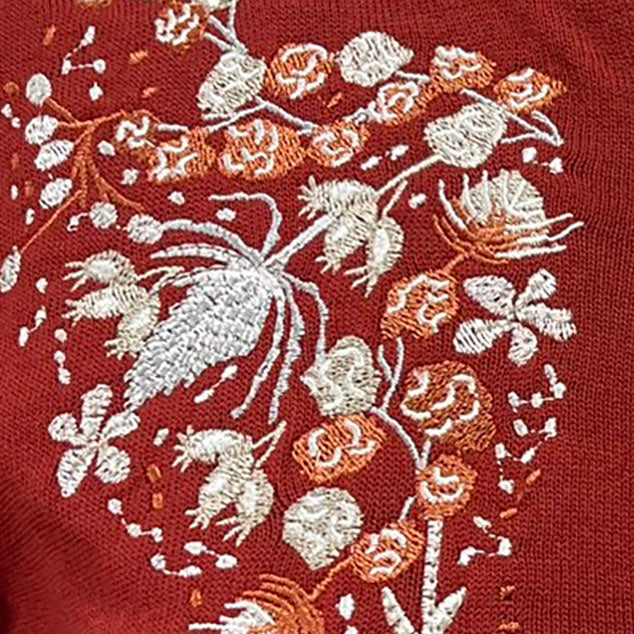 classic cardigan/white berries/rust