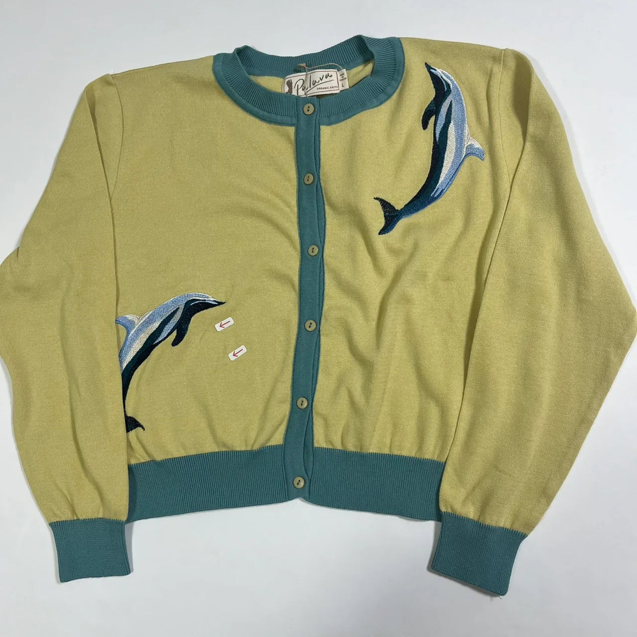 40% OFF! classic cardigan LS/dolphins/yellow/L