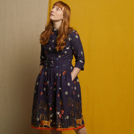 PALAVA レディース オーガニックコットン ドレス cynthia/cornfield/navy