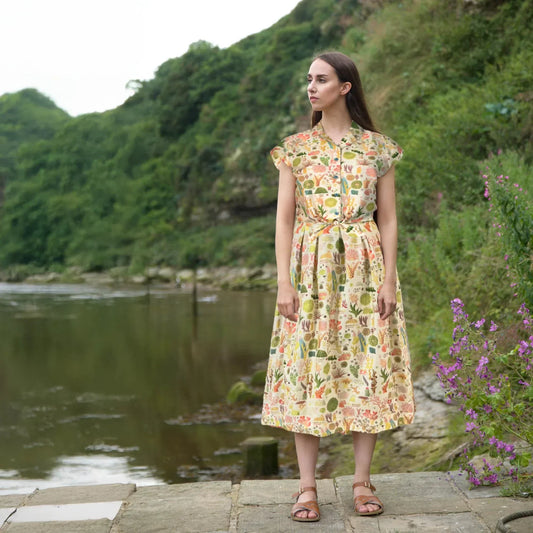 PALAVA レディース オーガニックコットン ロングスカート 総柄 (マルチカラー) Florence サンゴ