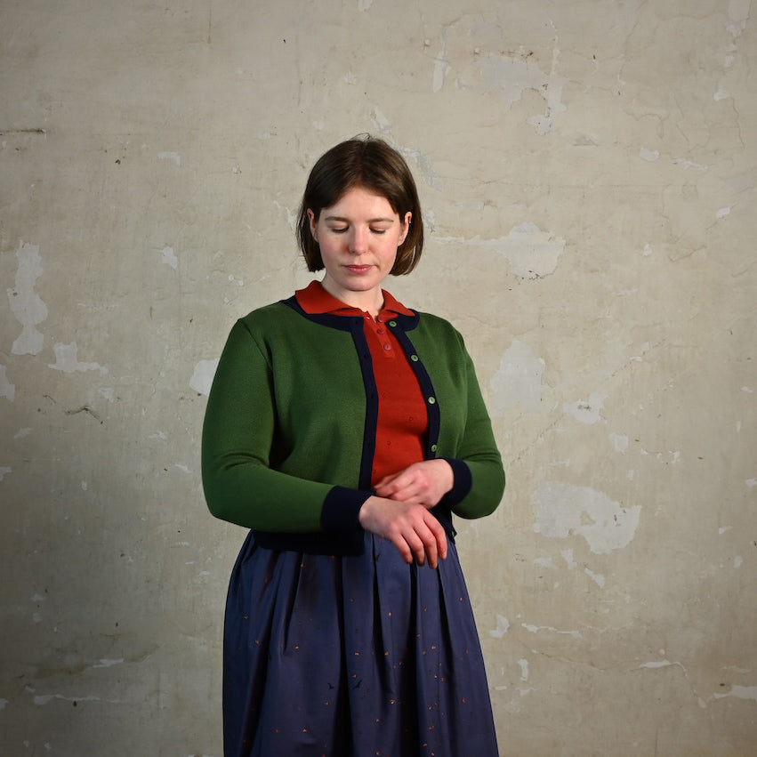 cardigan/jacquard little owl/green