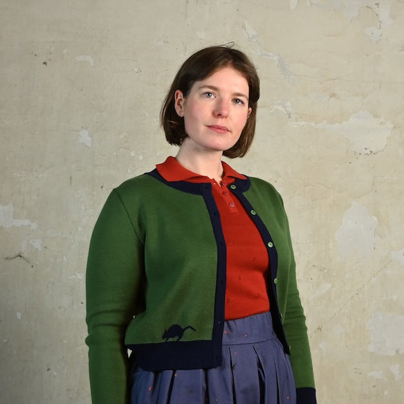 cardigan/jacquard little owl/green