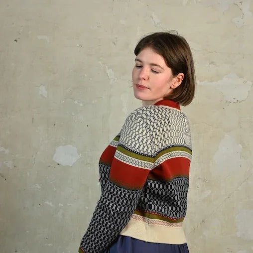 cardigan/jacquard geometric fair isle