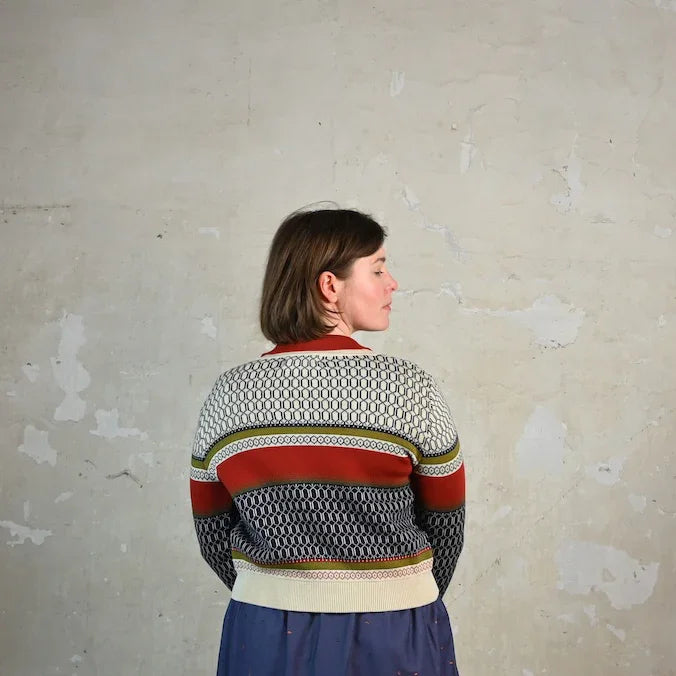 cardigan/jacquard geometric fair isle