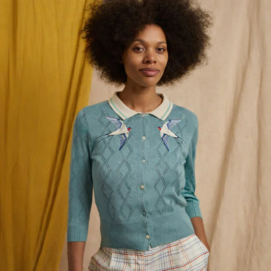 fern/swallows/mineral blue