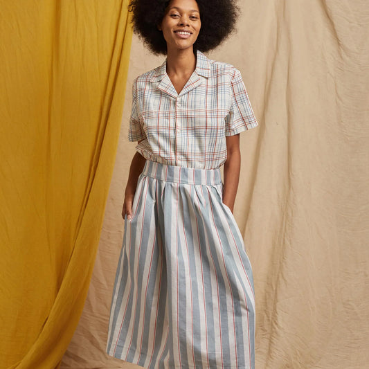 PALAVA レディース オーガニックコットン スカート florence/stripe/blue