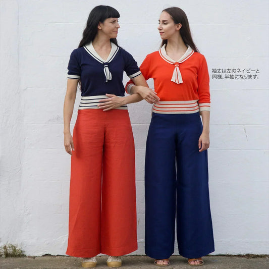 PALAVA レディース リネン トラウザーズ ネイビー josephine/plain/navy