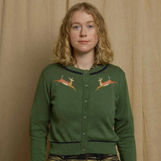 classic cardigan/deer/green