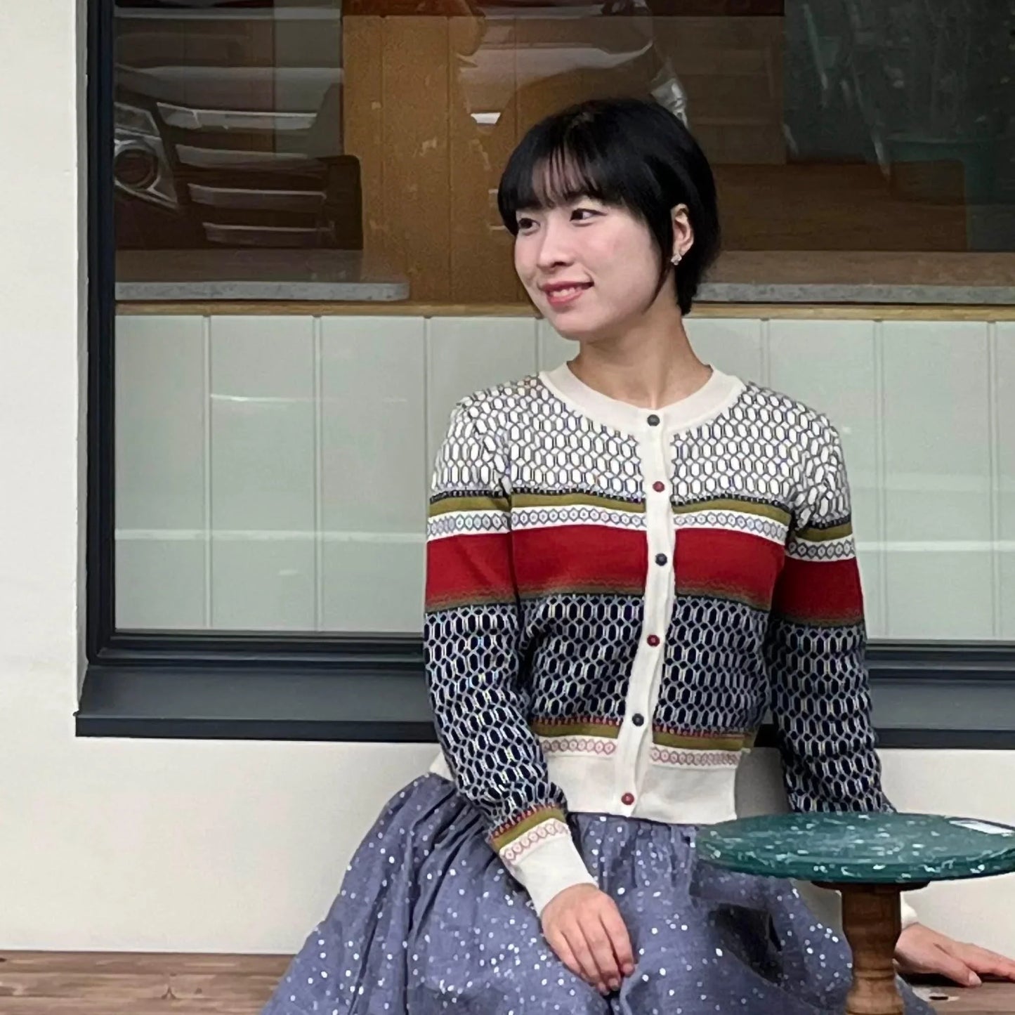 cardigan/jacquard geometric fair isle
