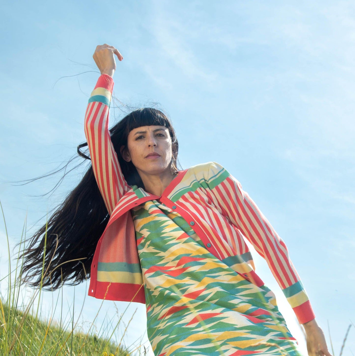 cardigan/jacquard rock stripe/multi