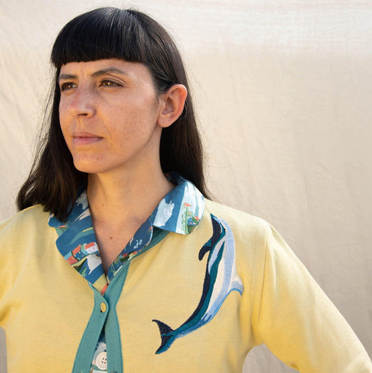 cardigan/dolphins/yellow