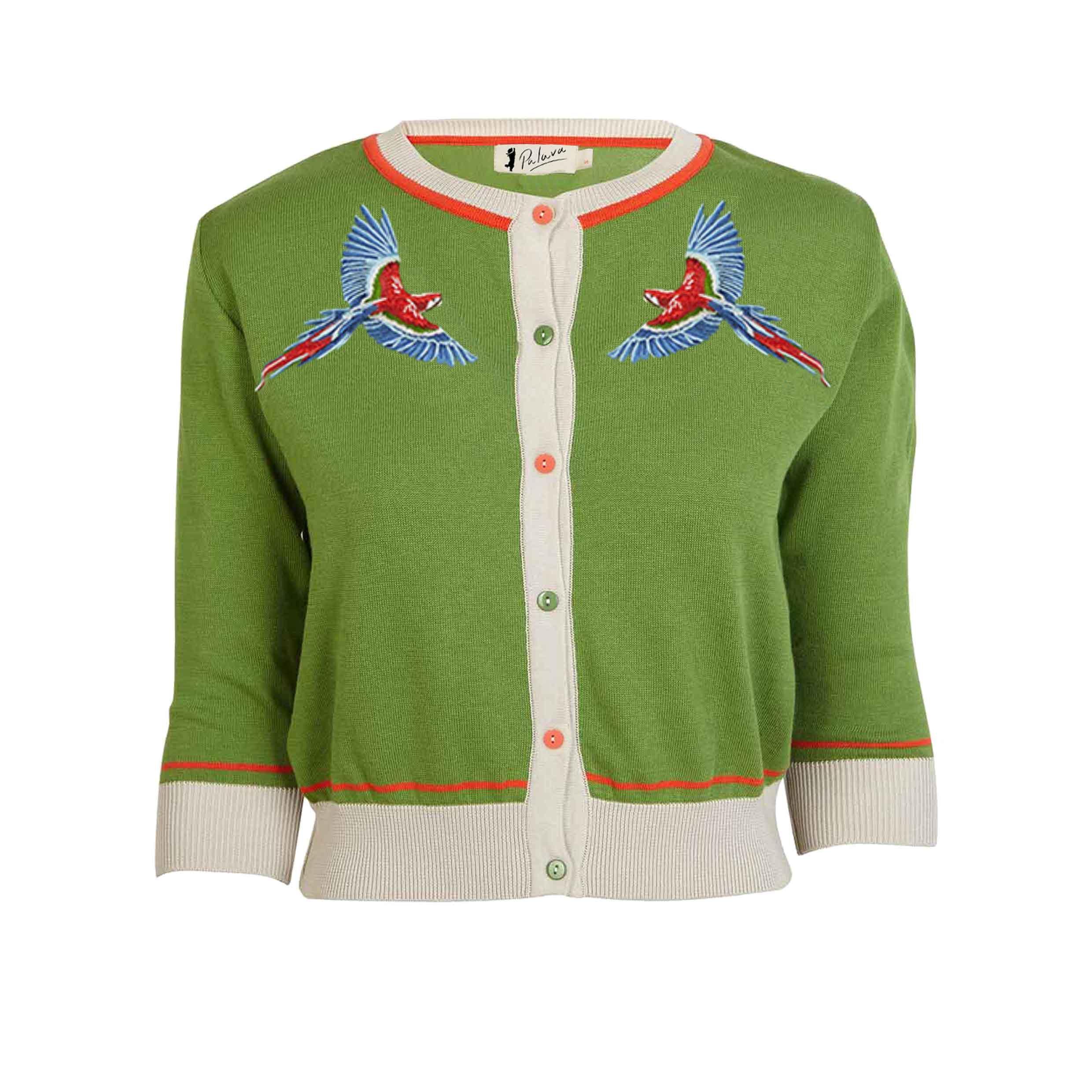 classic cardigan/small parrots/green – PALAVA japan