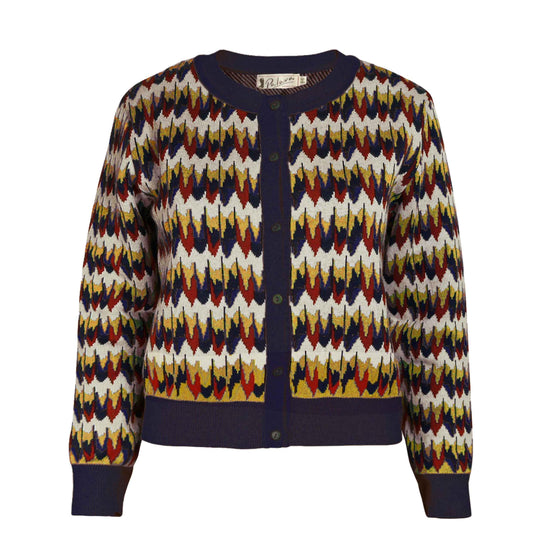 cardigan/jacquard marbled feathers/navy