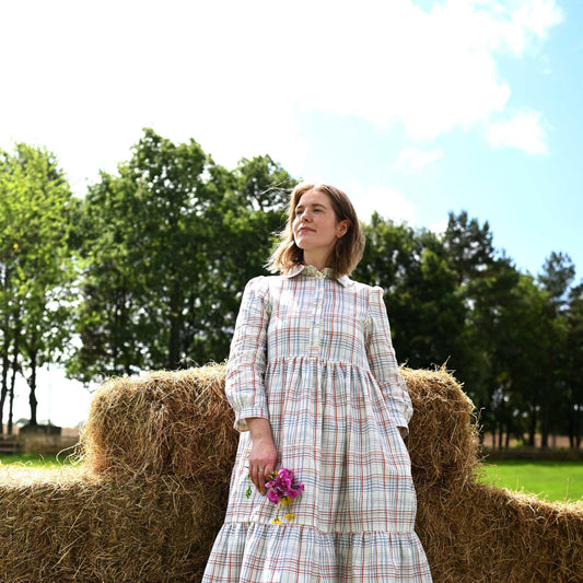 PALAVA レディース コットンリネン ドレス tabatha/folk check/cream