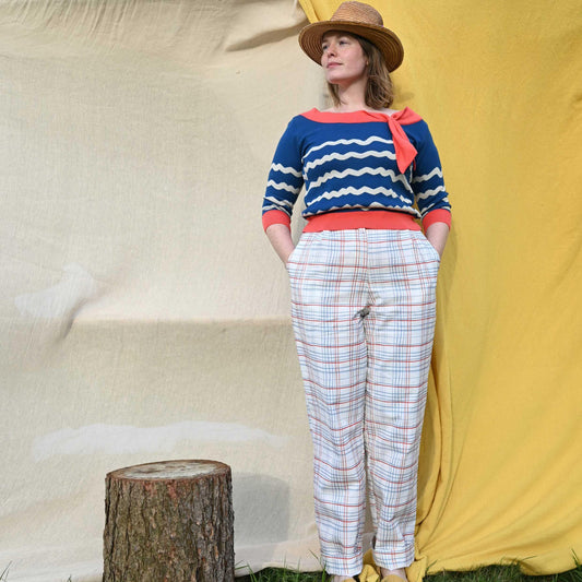 PALAVA レディース オーガニックコットン トラウザーズ thelma/folk checks/cream