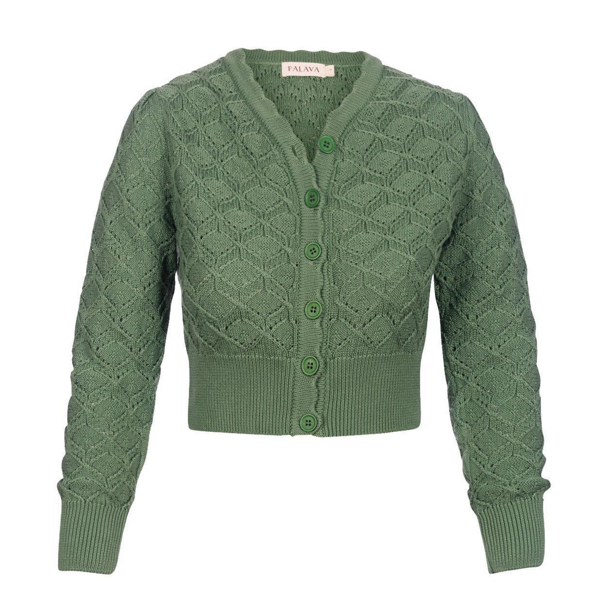 basket knitted cardigan/leah/green