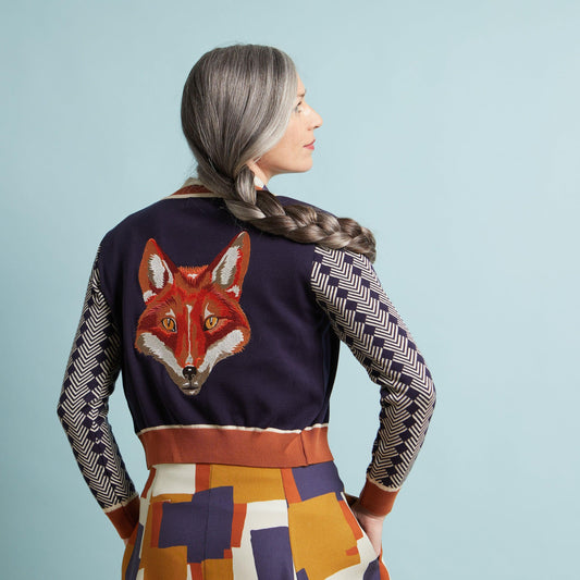 30% OFF! classic cardigan/large fox/navy/XS & S