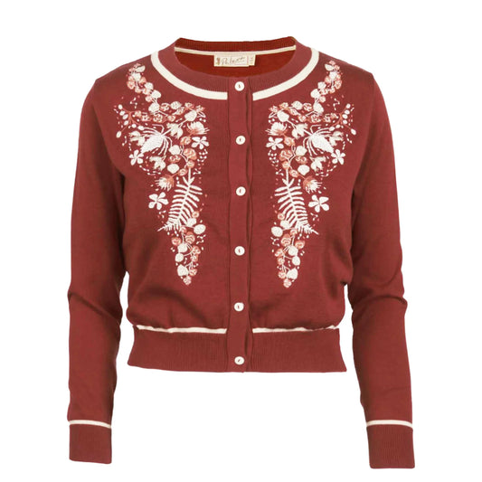 classic cardigan/white berries/rust