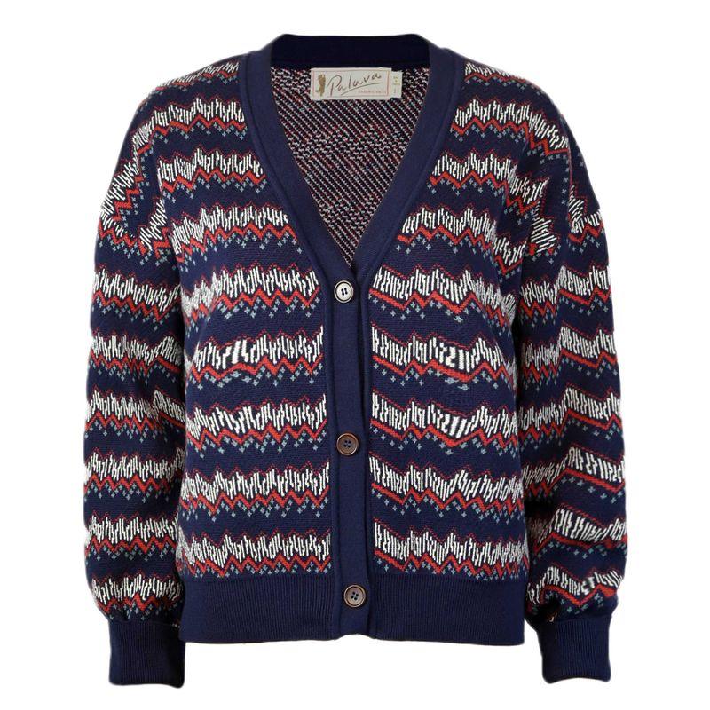 PALAVA パラバ 刺繍　クラシックカーディガン　ベリーズ　ネイビー　L PALAVA パラバ 刺繍 クラシックカーディガン ベリーズ ネイビー