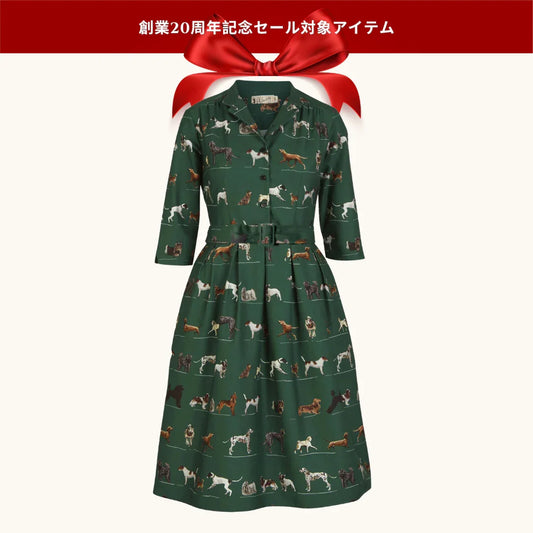 20% OFF! cynthia/porcelain dogs/green/size 8-14