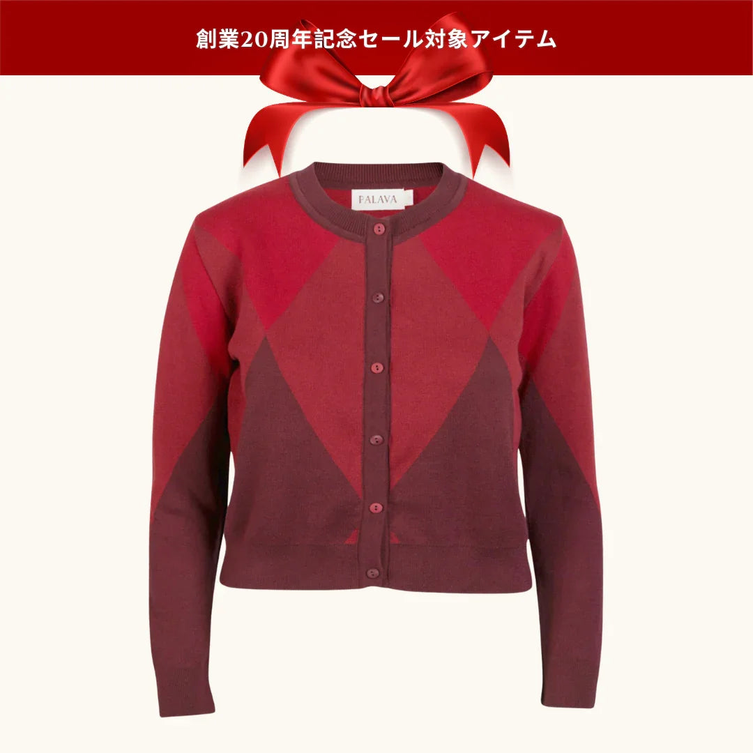 40% OFF! classic cardigan LS/Jacquard Garnet/Red/XS ＆ S