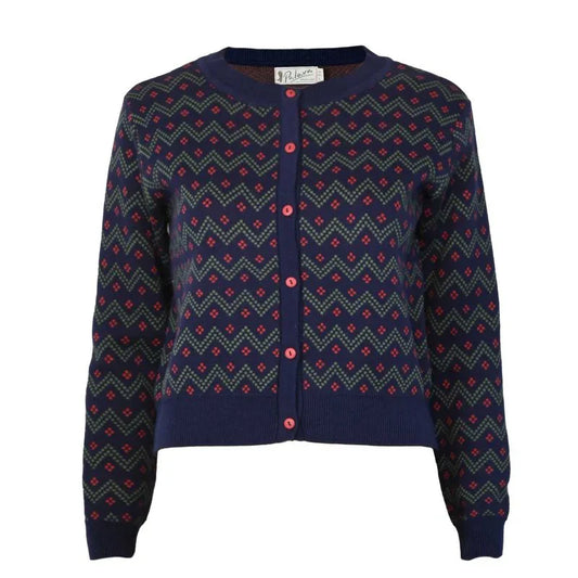 cardigan/jacquard cross hatch/navy