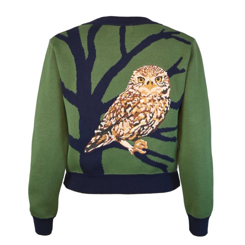 cardigan/jacquard little owl/green