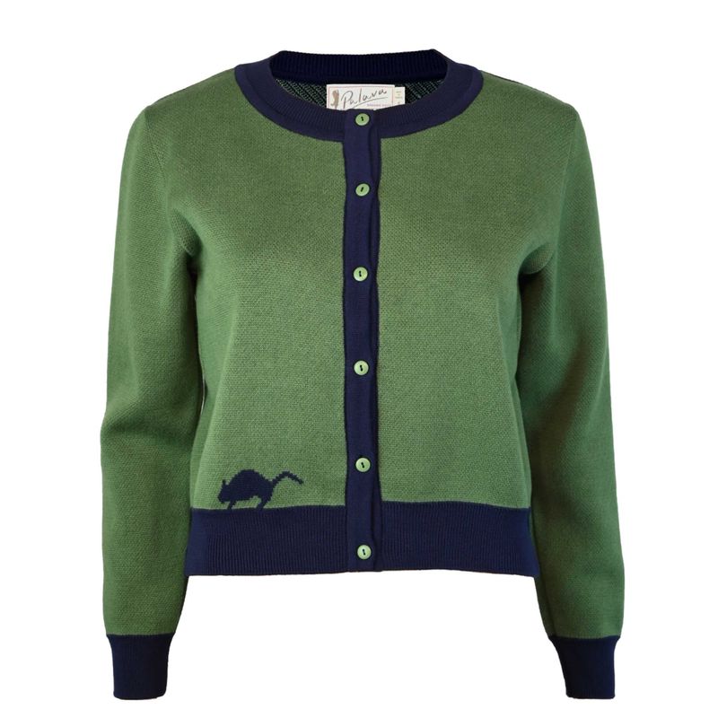 cardigan/jacquard little owl/green