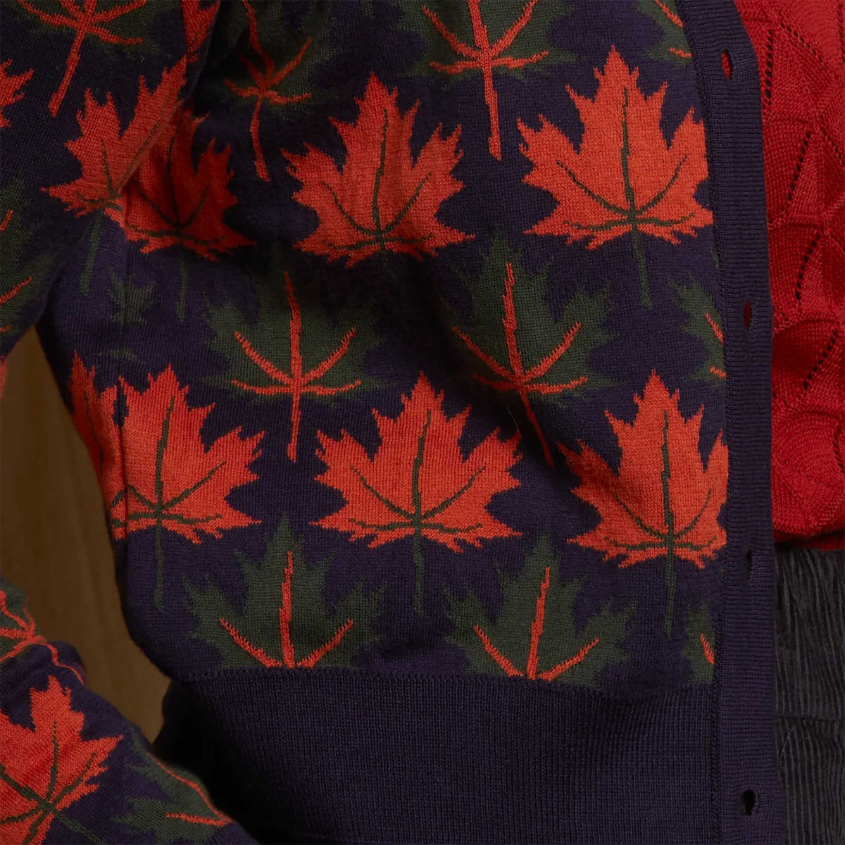cardigan/jacquard autumn leaves/navy