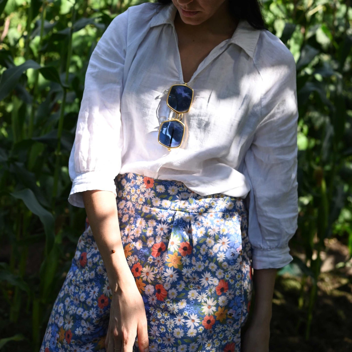 PALAVA レディース オーガニックコットン クロップドパンツ（トラウザーズ） 花柄 (マルチカラー) Edith Ditsy Daisy