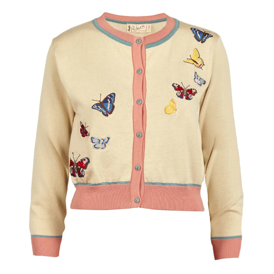 PALAVA レディース オーガニックコットン ニット cardigan/butterflies/cream