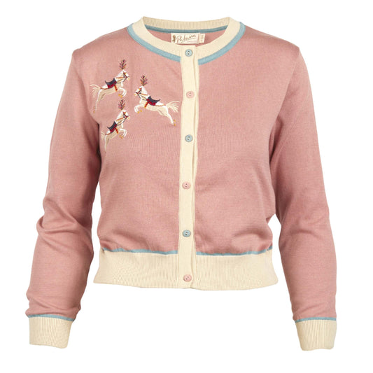 PALAVA レディース オーガニックコットン ニット cardigan/prancing ponies/dusky pink