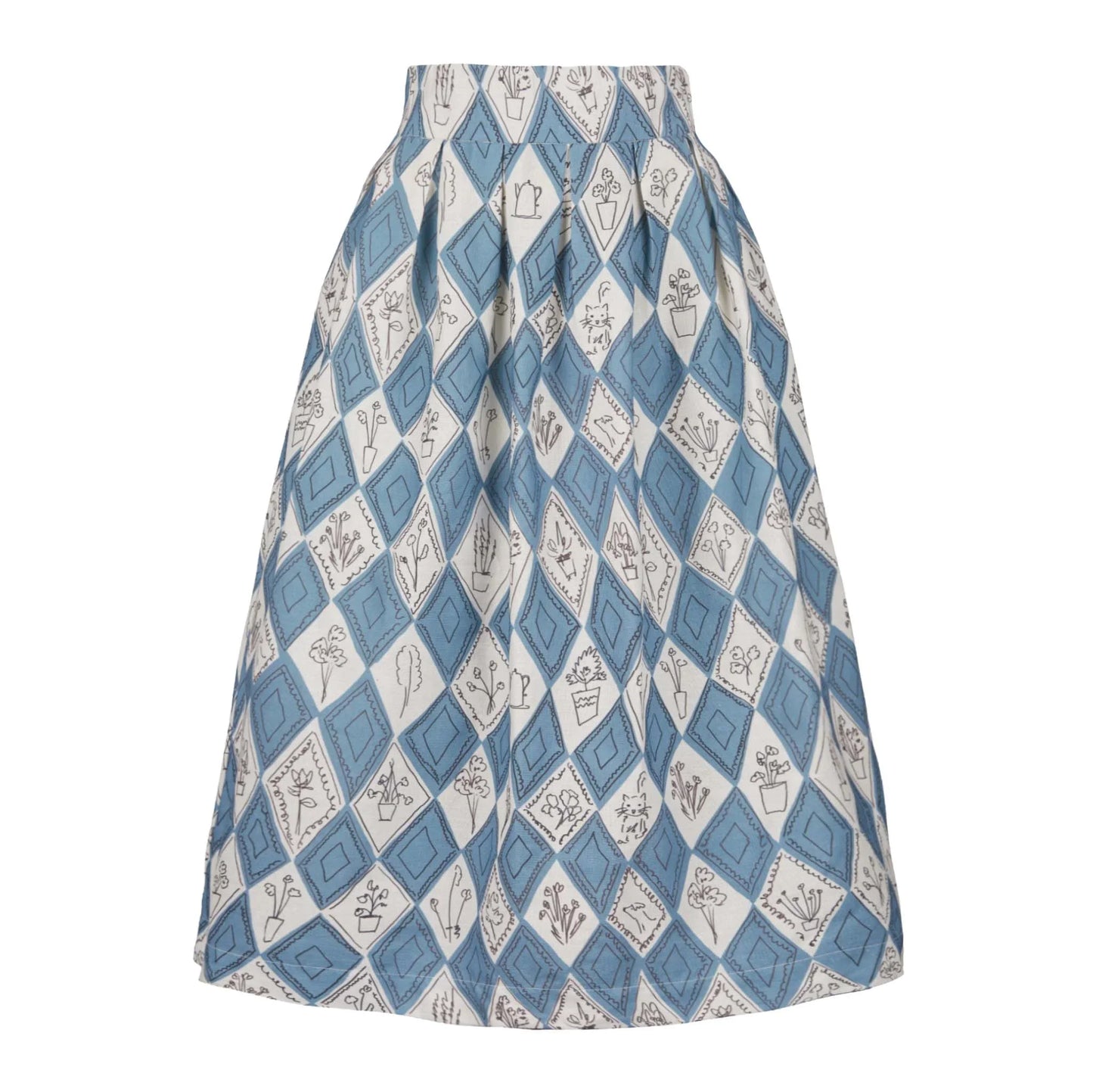 PALAVA レディース オーガニックコットン スカート florence/diamonds/teal