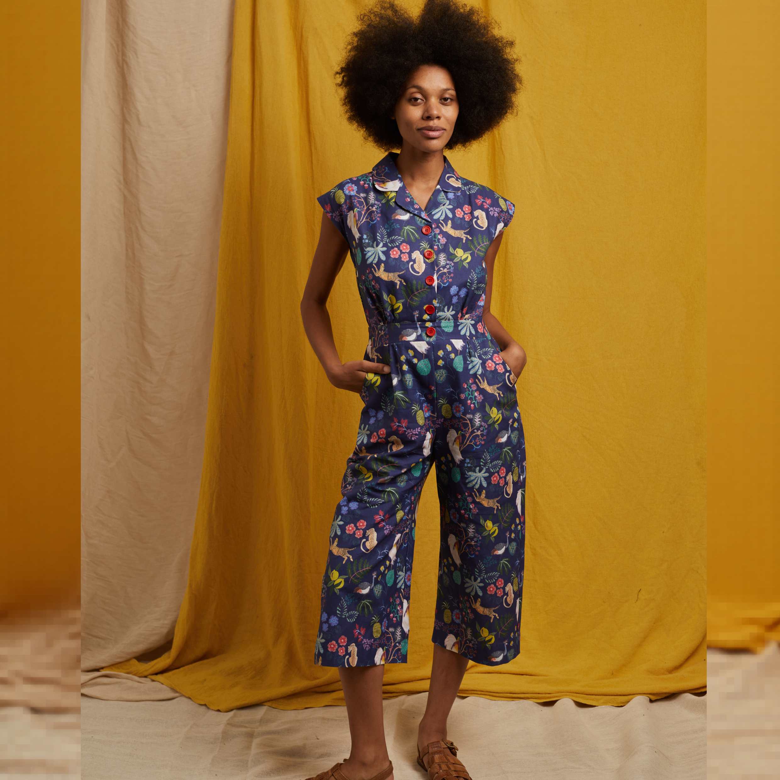 DVF●未使用/近年タグ付●パーム総柄 マキシ丈カシュクールコットンラップドレス 2022 AW 福田ルミカ着用 サテンドレス【BL】