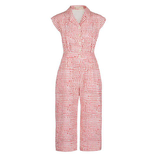 PALAVA レディース コットンリネン ジャンプスーツ francesca/thumb print/pink