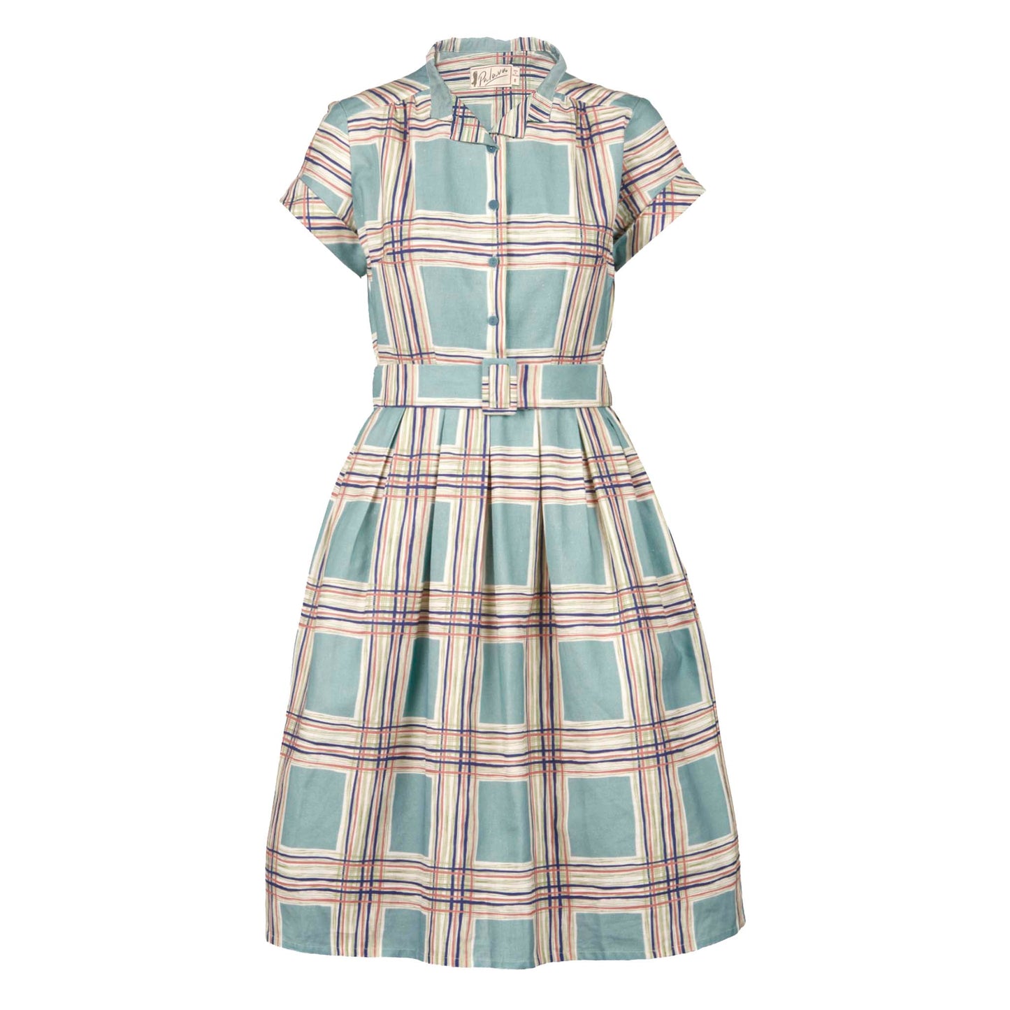 PALAVA レディース コットンリネン ドレス louise/checks/teal