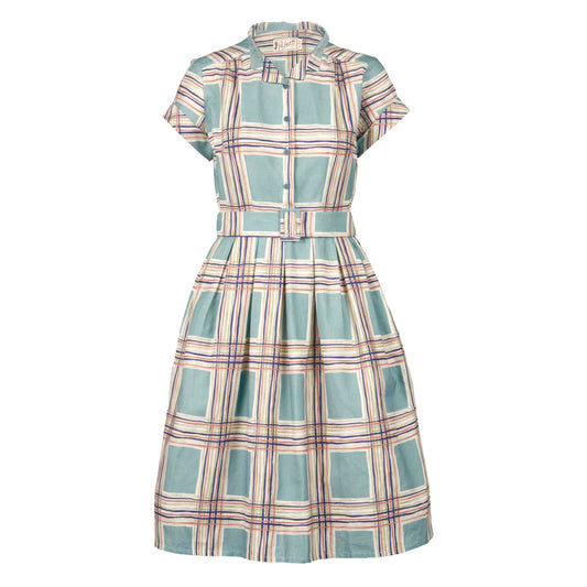 PALAVA レディース コットンリネン ドレス louise/checks/teal