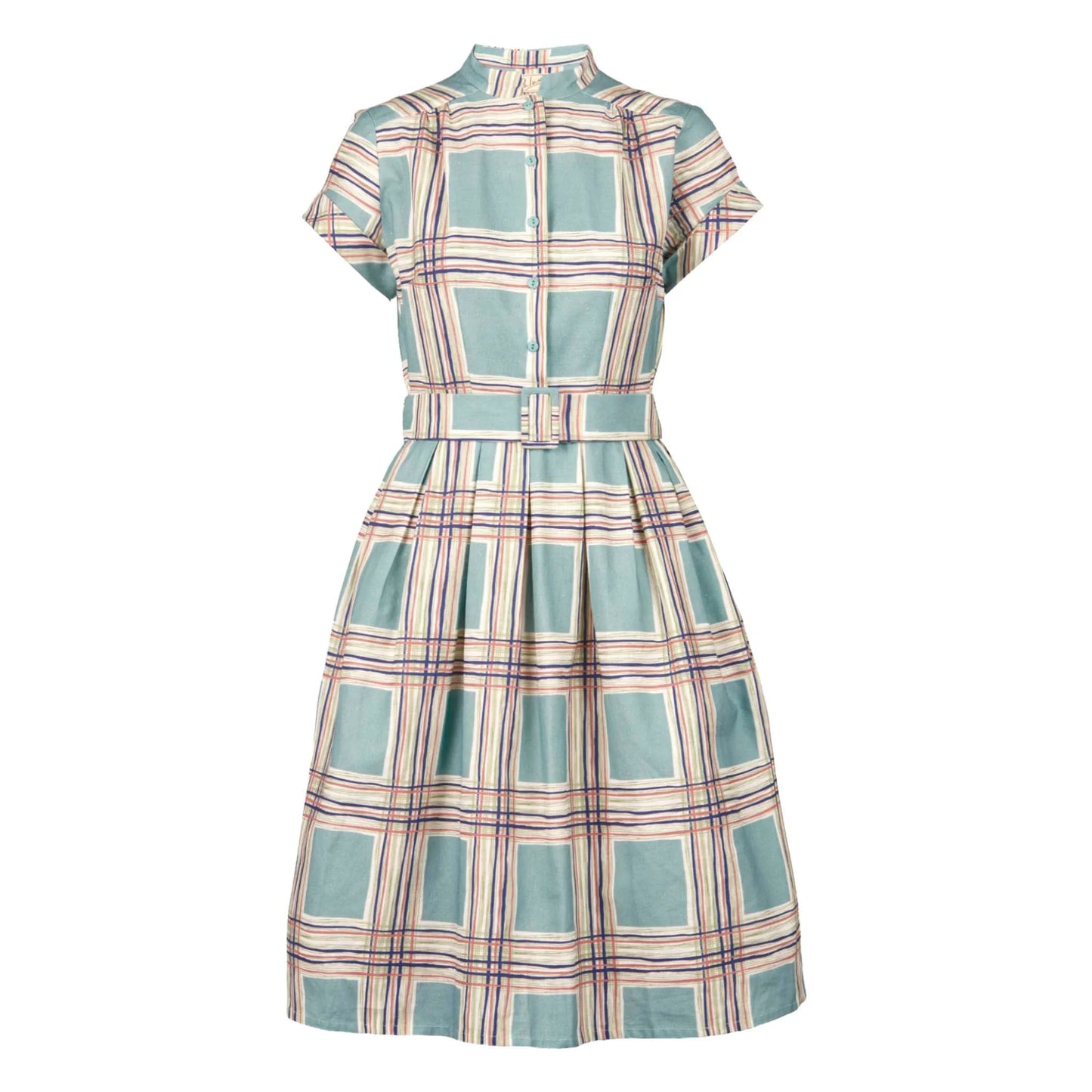PALAVA レディース コットンリネン ドレス louise/checks/teal