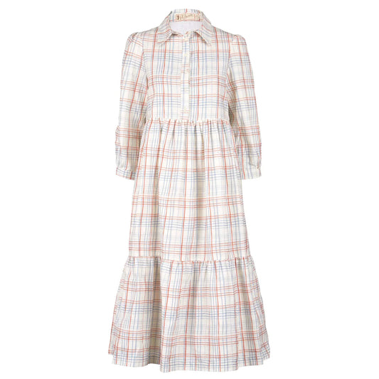 PALAVA レディース コットンリネン ドレス tabatha/folk check/cream