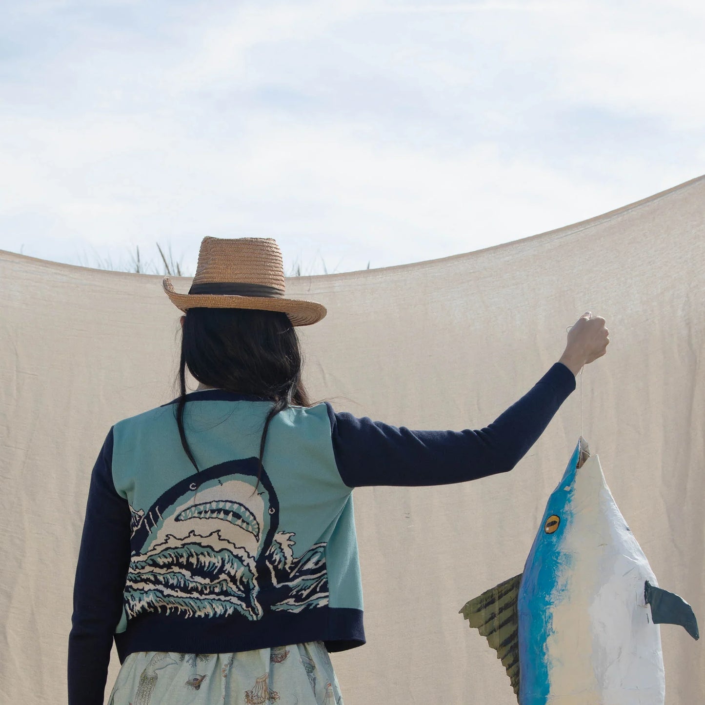 PALAVA レディース オーガニックコットン ニット cardigan/shark/teal