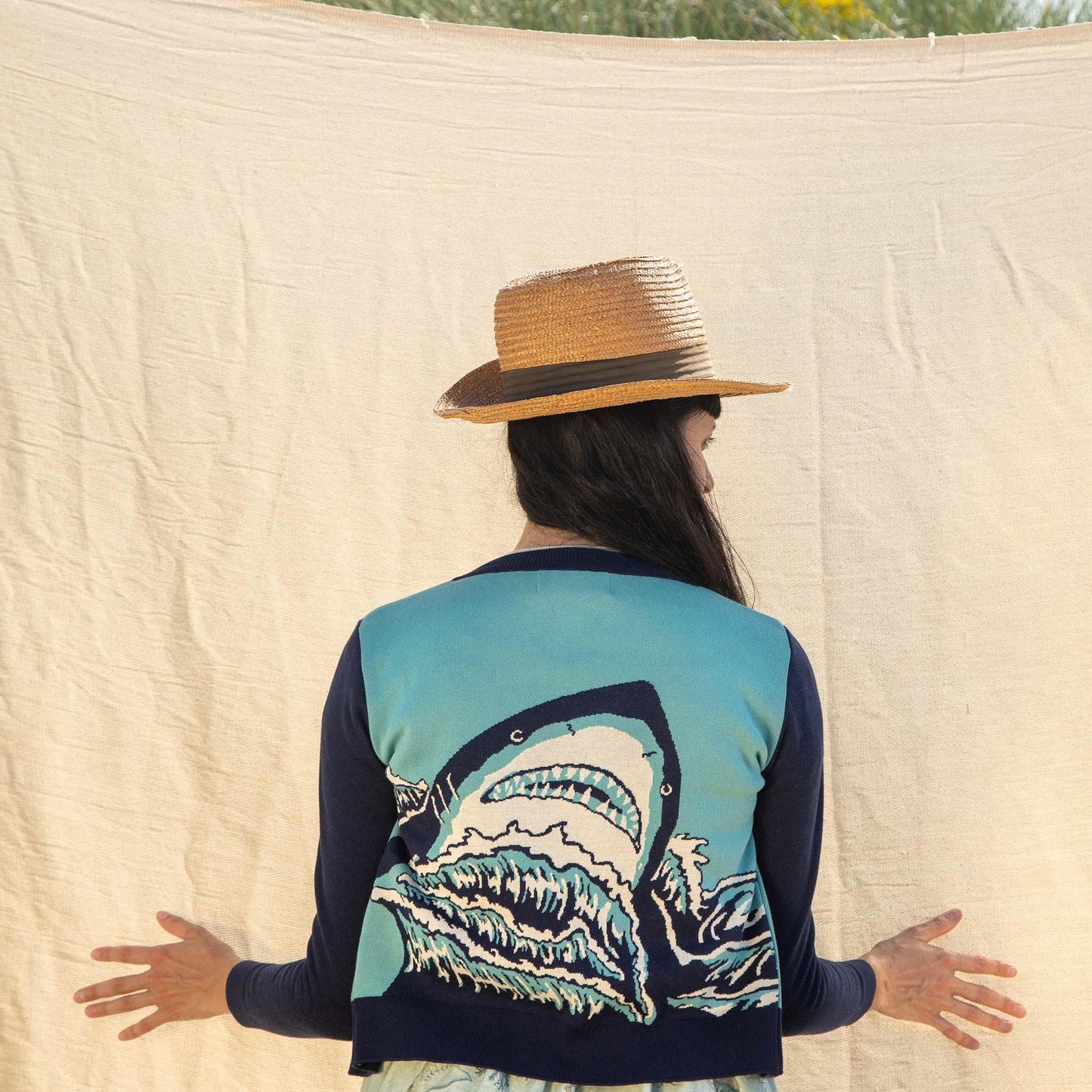 PALAVA レディース オーガニックコットン ニット cardigan/shark/teal
