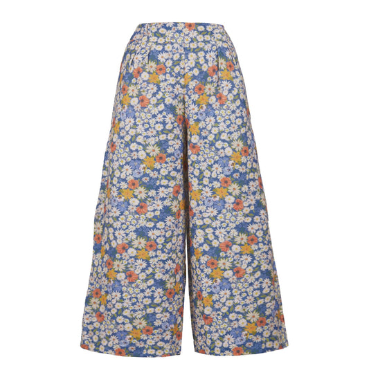 PALAVA レディース オーガニックコットン クロップドパンツ（トラウザーズ） 花柄 (マルチカラー) Edith Ditsy Daisy