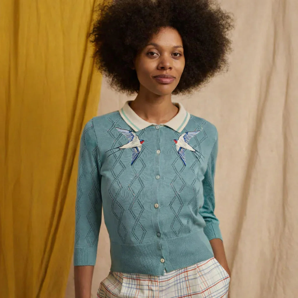 fern/swallows/mineral blue