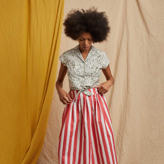 PALAVA レディース オーガニックコットン スカート florence/stripe/red