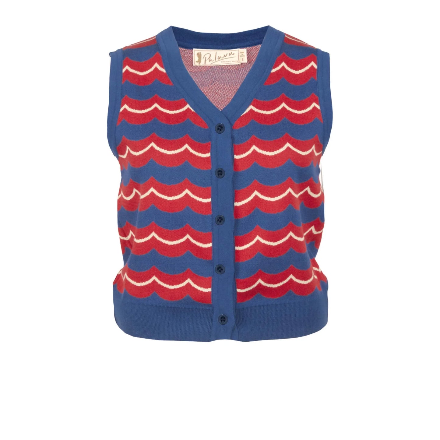 PALAVA レディース オーガニックコットン ニット shirley waistcoat/marbled/blue
