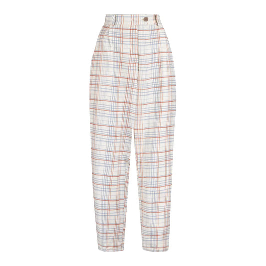 PALAVA レディース オーガニックコットン トラウザーズ thelma/folk checks/cream