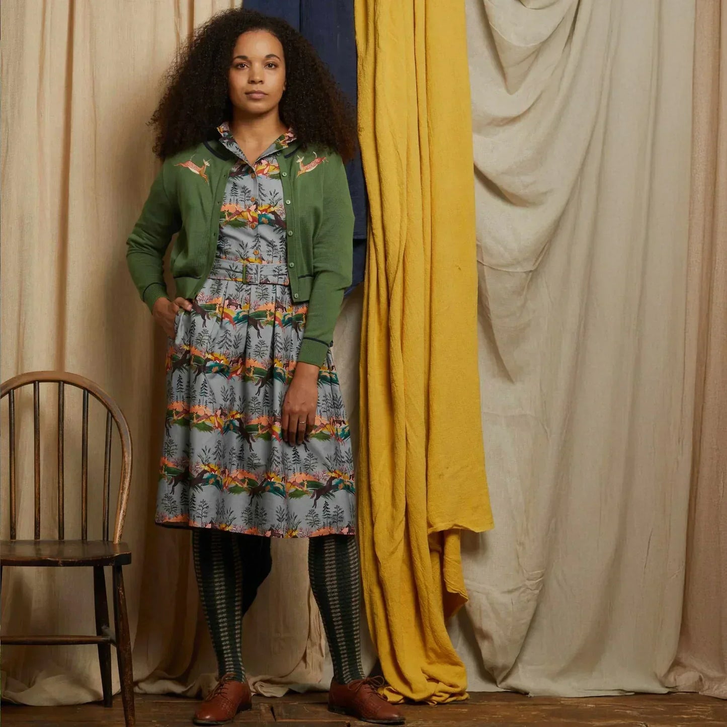 classic cardigan/deer/green