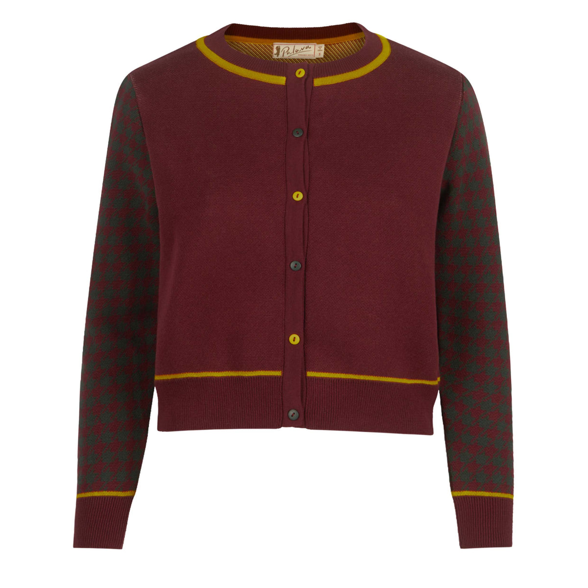 cardigan/jacquard long eared owl/burgundy