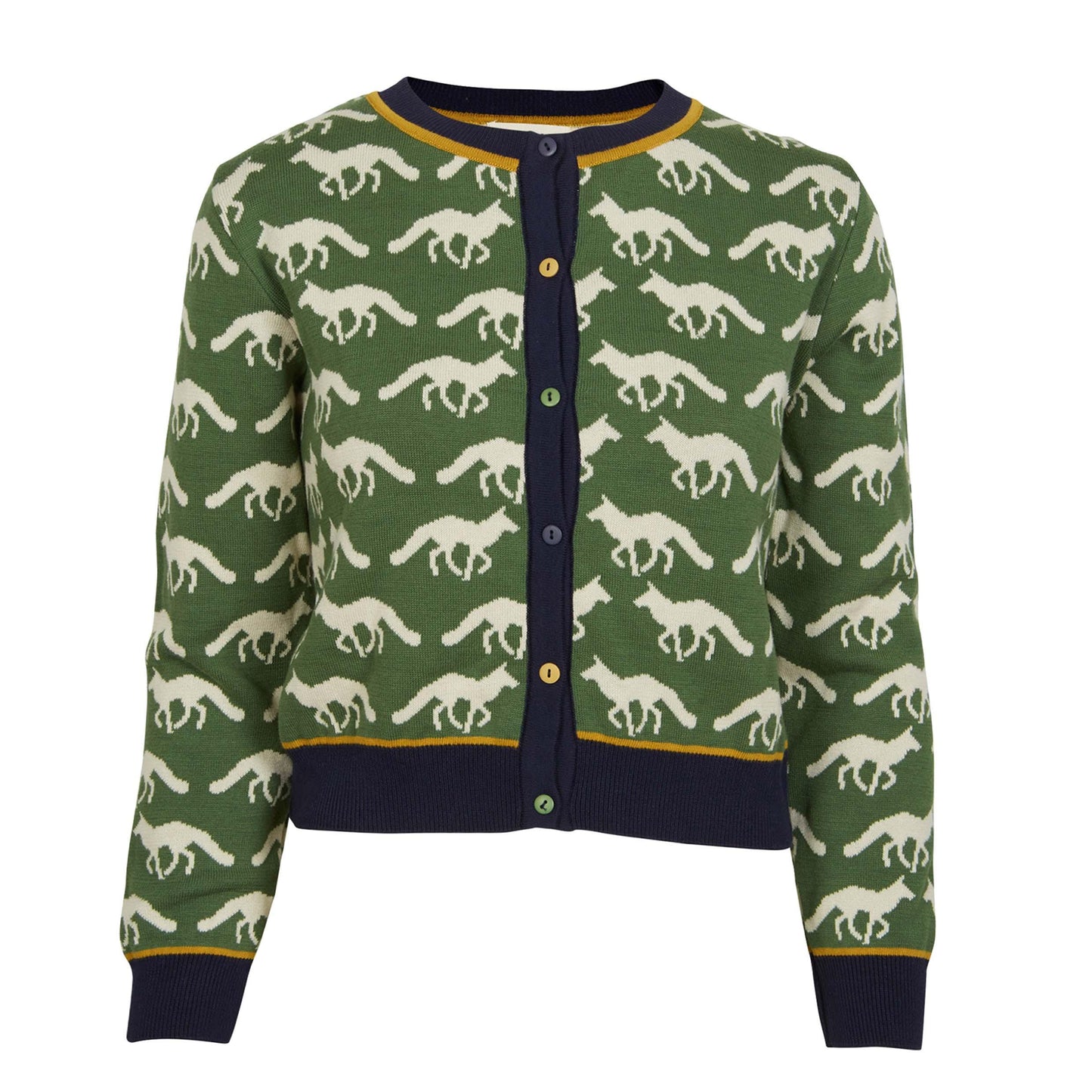 cardigan LS/jacquard fox/green