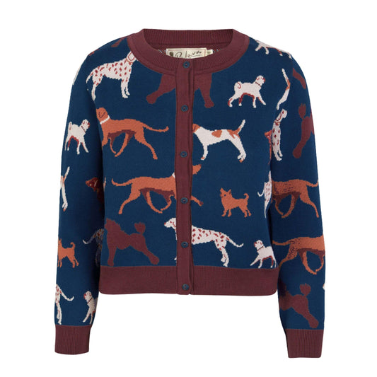 classic cardigan/jacquard woof/navy